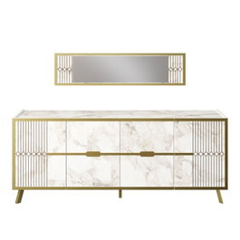 Hanah Home Frida - Consola Blanca con Espejo